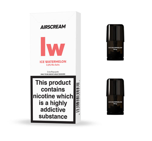 Airscream AirsPops - Ice Watermelon (2 Pods Pack) - Vape N Save Air Scream, Airscream, AirsPops, Disposable, Filled Pods, Fruit, Ice, Watermelon