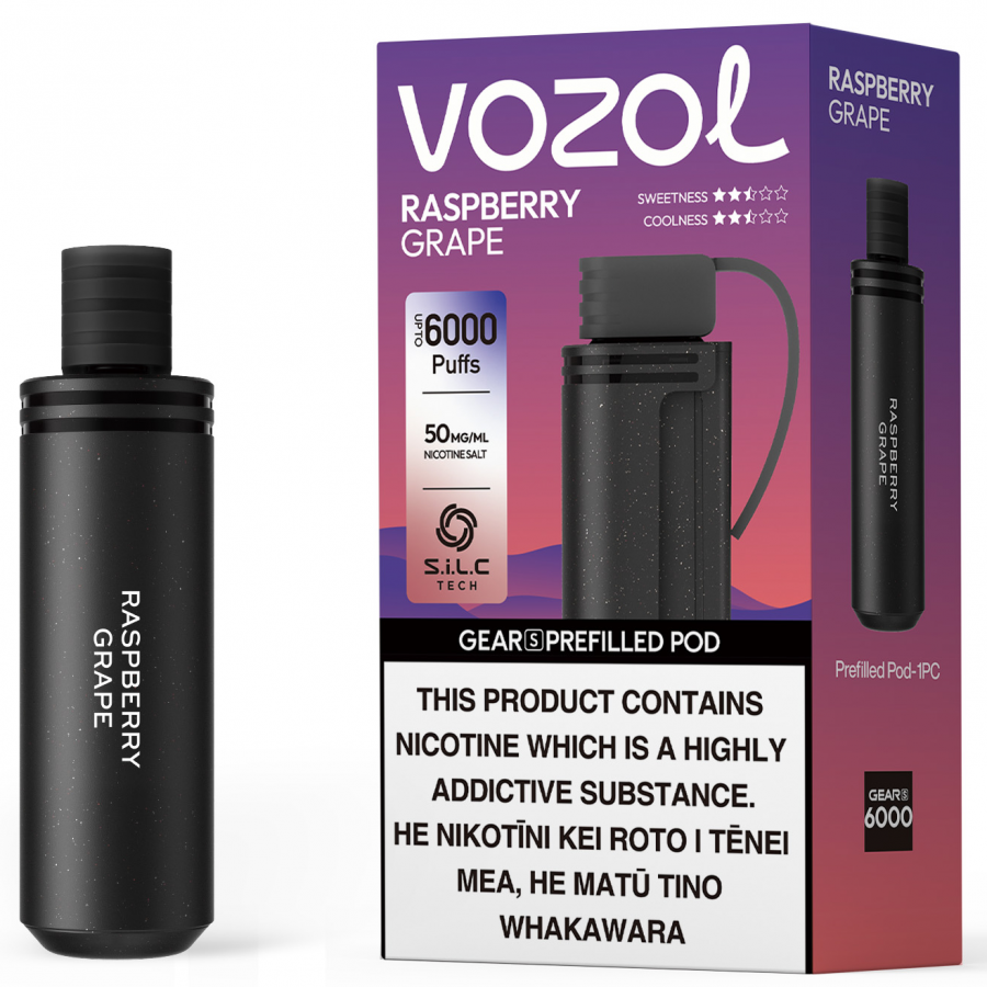 Vozol Gear S (6000 Puffs) Prefilled Replacement Pod - Raspberry Grape (Pod Only)