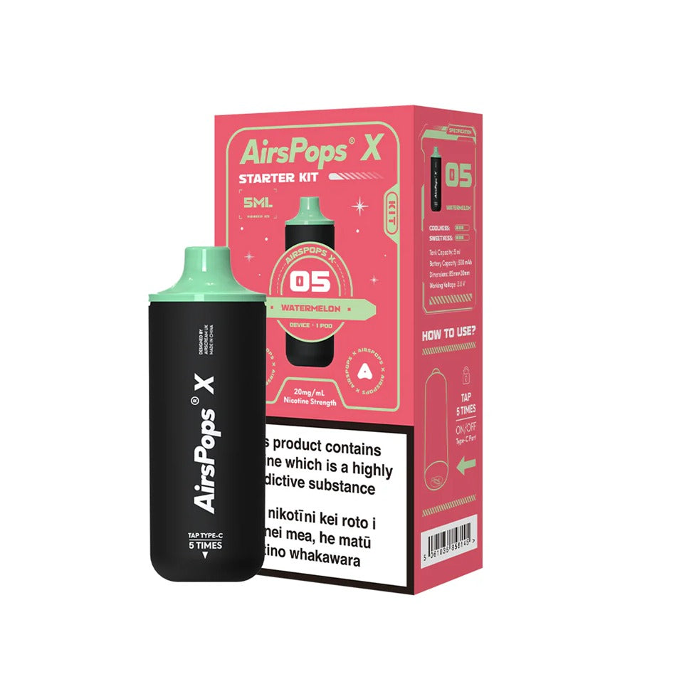 Airspops X- Closed pod vape- 2000 puffs (Starter Kit)