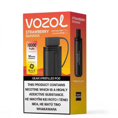 Vozol Gear S (6000 Puffs) Prefilled Replacement Pod - Strawberry Banana (Pod Only)