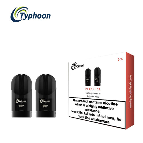 Typhoon - NEW Peach Ice (2 Pods Pack) - Vape N Save Disposable, Filled Pods, Fruit, Ice, Menthol, New, Peach, Typhoon