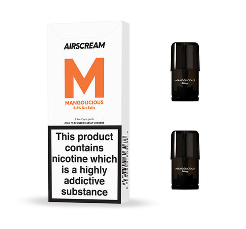 Airscream AirsPops - Mangolicious (2 Pods Pack) - Vape N Save Air Scream, Airscream, AirsPops, Disposable, Filled Pods, Fruit, Mango