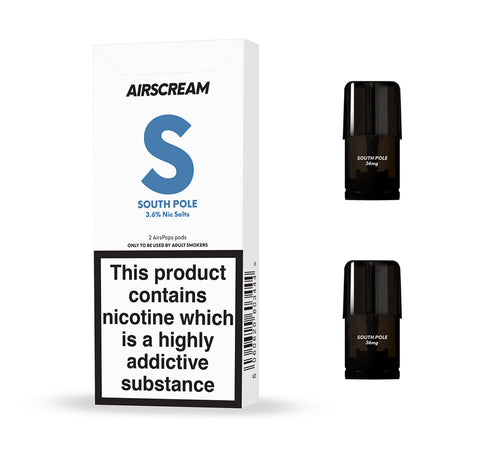 Airscream - AirsPops - South Pole (2 Pods Pack) - Vape N Save Air Scream, Airscream, AirsPops, Disposable, Filled Pods, Ice, Mint